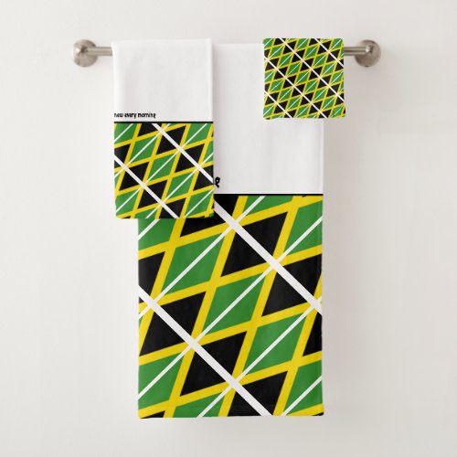JAMAICA FLAG Personalized Scripture WHITE Bath Towel Set
