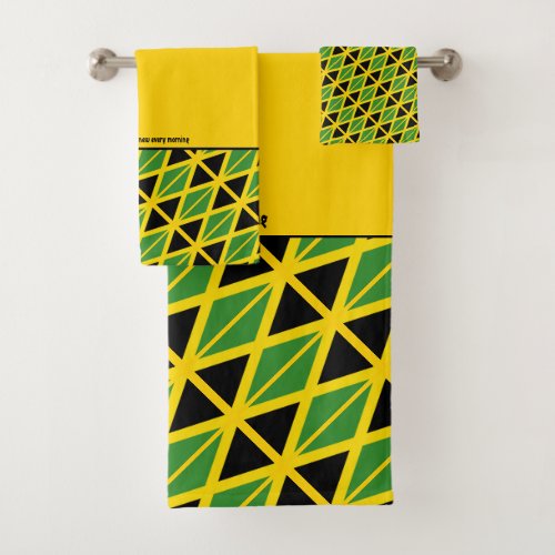 JAMAICA FLAG Personalized Scripture YELLOW Bath Towel Set
