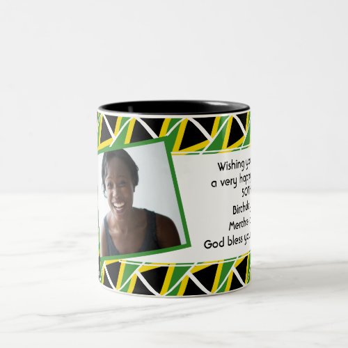 JAMAICA FLAG Photo Template Add Your Text Two_Tone Coffee Mug