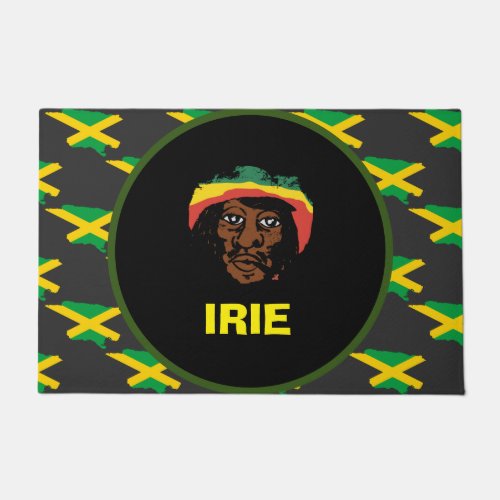 Jamaica flag Rastafarian head Jamaica  Doormat