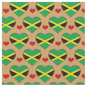 Jamaica Flag & Red Heart fashion Fabric / reggae