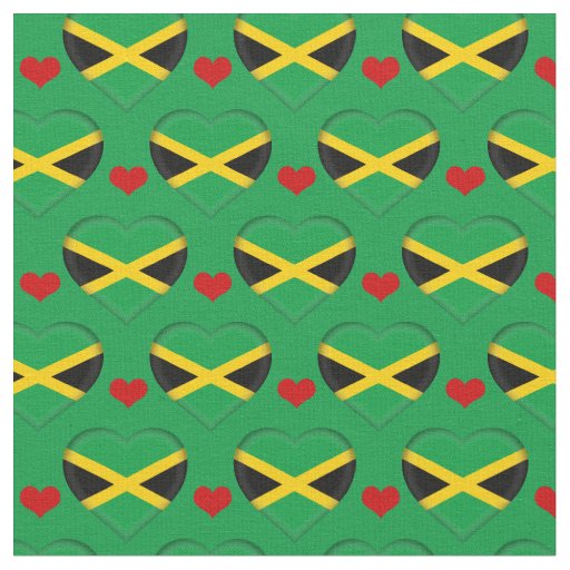 Jamaica Flag & Red Heart fashion Fabric / reggae
