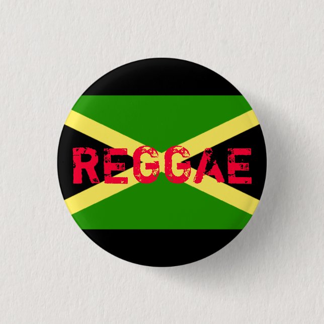jamaica flag, REGGAE Pinback Button (Front)