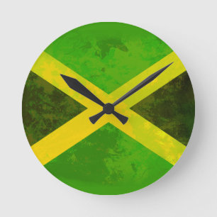 jamaica flag - reggae roots round clock