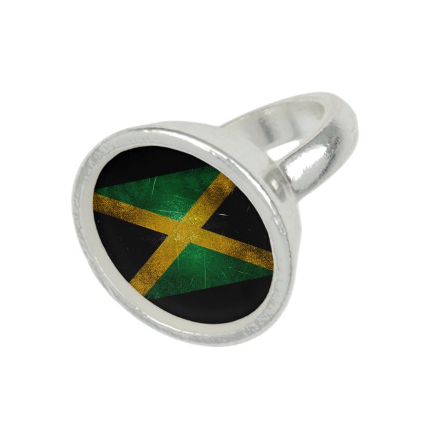 Jamaica Flag Key Ring - Yellow Plastic Medallion, Printed Design, Fun Keychain Accessory - View #5