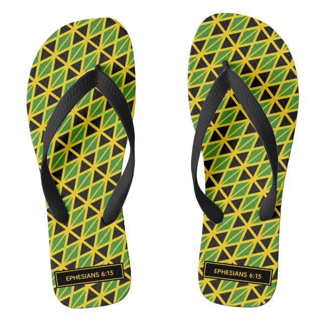 JAMAICA FLAG Scripture Carnival Personalized Flip Flops (Footbed)
