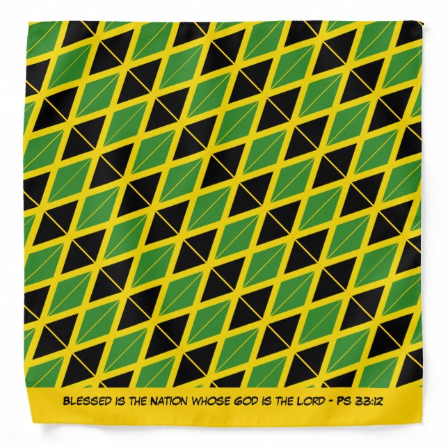 JAMAICA FLAG Scripture Neckerchief Cravat Yellow Bandana (Front)