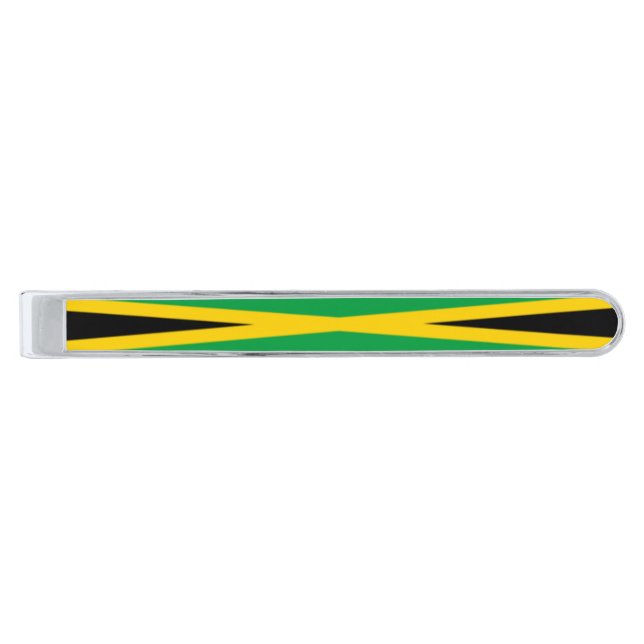 Jamaica flag     silver finish tie bar (Front)
