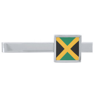 Jamaica Flag Silver Finish Tie Bar