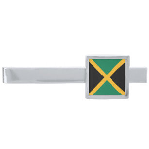 Jamaica Flag Silver Finish Tie Bar