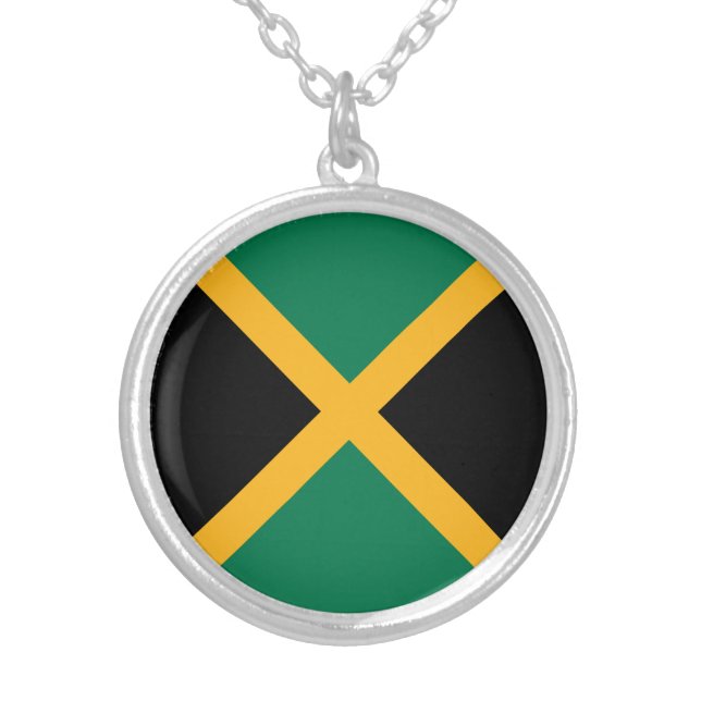 Jamaica Flag Silver Plated Necklace (Front)