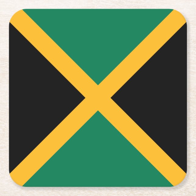 Jamaica Flag Square Paper Coaster (Front)