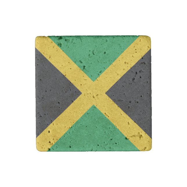 Jamaica Flag  Stone Magnet (Front)