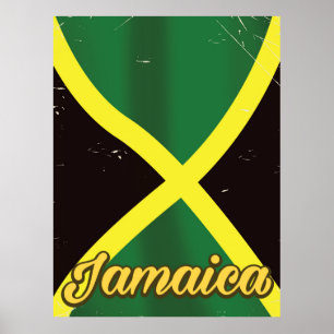 Jamaica flag vintage travel poster