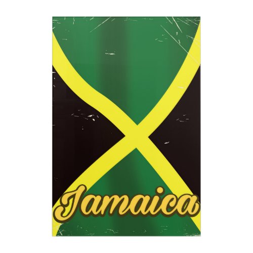 Jamaica flag vintage travel poster acrylic print