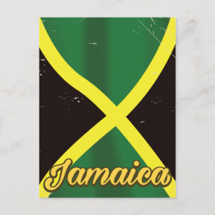 Jamaica flag vintage travel poster postcard