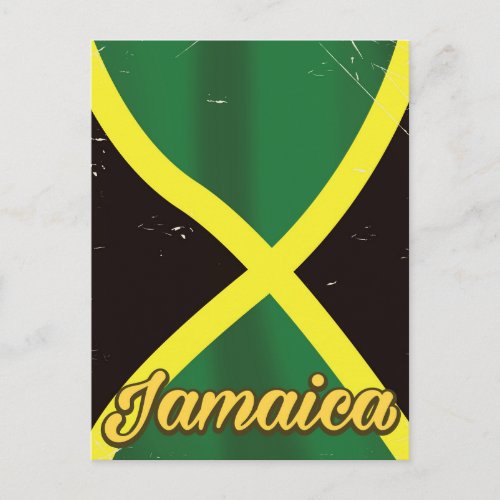 Jamaica flag vintage travel poster postcard