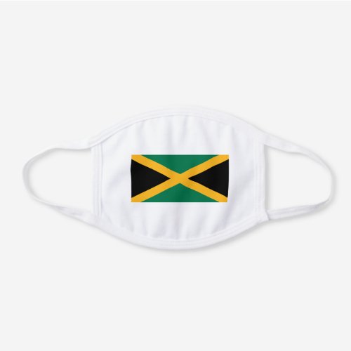 Jamaica Flag White Cotton Face Mask