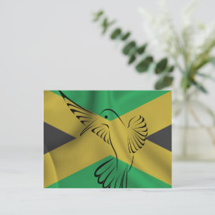 Jamaica flag with a hummingbird postcard