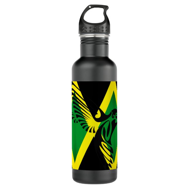 Jamaica Flag with Hummingbird 02 Stainless Steel Water Bottle (Front)