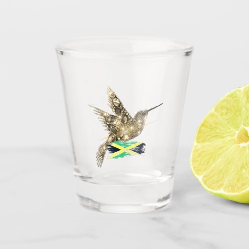 Jamaica Flag with Hummingbird Shot Glass