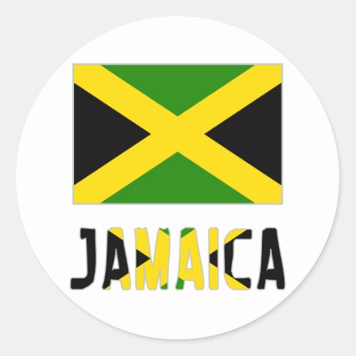 Jamaica Flag  Word Classic Round Sticker