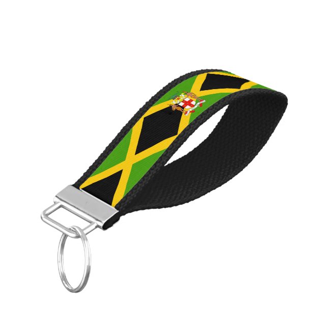 Jamaica flag wrist keychain (Angled Down)