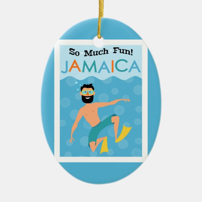 Jamaica Fun Hipster Travel Ceramic Ornament (Front)