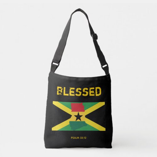 JAMAICA GHANA FLAG Blessed Dual Heritage Scripture Crossbody Bag