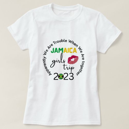 Jamaica Girls Trip 2023 group matching green text T_Shirt