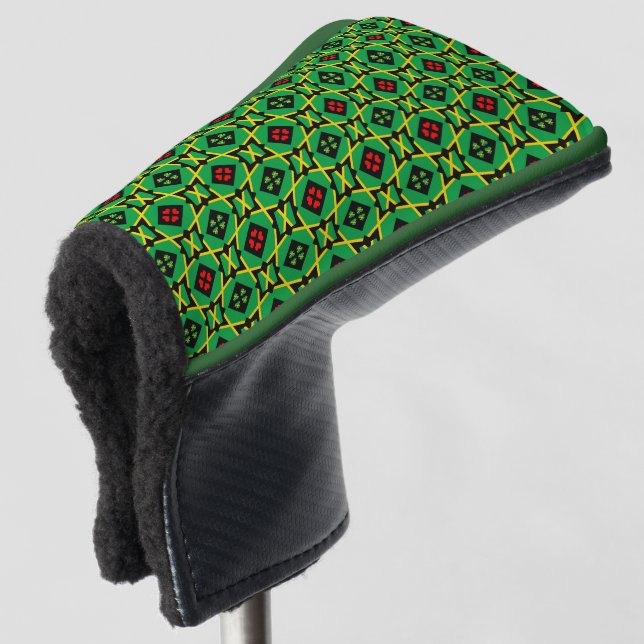 Jamaica Golf, Hearts & Jamaica Flag fashion Golf Head Cover (3/4 Front)
