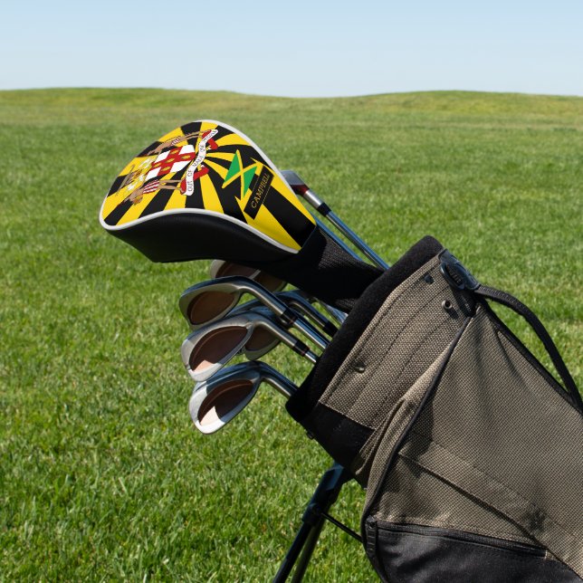 Jamaica Golf & premium Jamaican Flag / Patriots Golf Head Cover (In Situ)