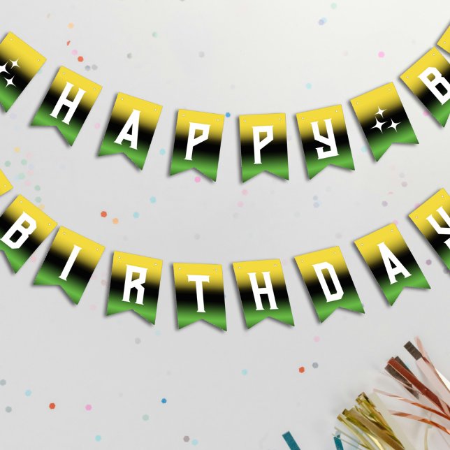 Jamaica Gradient Green Yellow Happy Birthday Bunting Flags (Jamaica Gradient Green Yellow Happy Birthday Bunting Flags
)