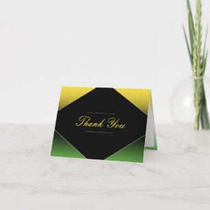 Jamaica Green Black & Gold Caribbean Elegant  Thank You Card