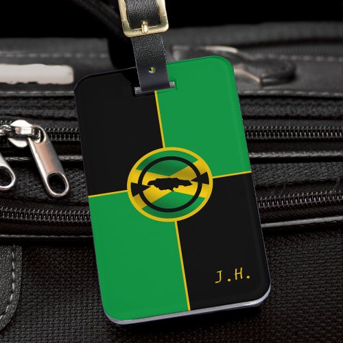Jamaica Green Black  Gold Color Block Jamaican Luggage Tag