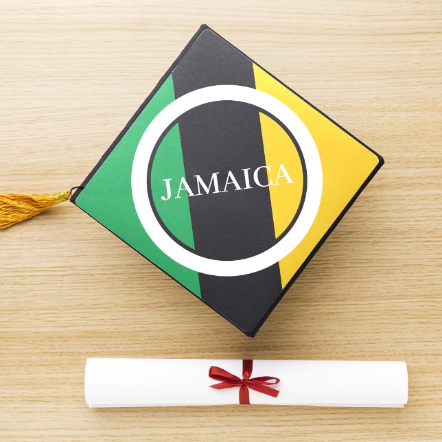 Jamaica Green Black Gold Jamaica Flag Graduation Cap Topper (jamaica jamaican colors graduation topper)