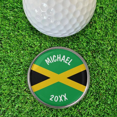 Jamaica Green Black  Gold Jamaican Flag  Golf Ball Marker