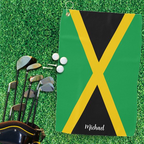 Jamaica Green Black  Gold Jamaican Flag  Golf Towel
