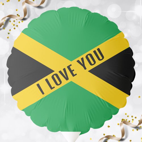 Jamaica Green Black Gold Jamaican Flag I Love You Balloon