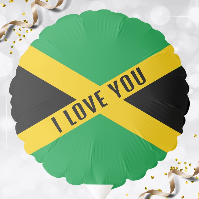 Jamaica Green Black Gold Jamaican Flag I Love You Balloon (Jamaica Jamaican flag I love you balloon)
