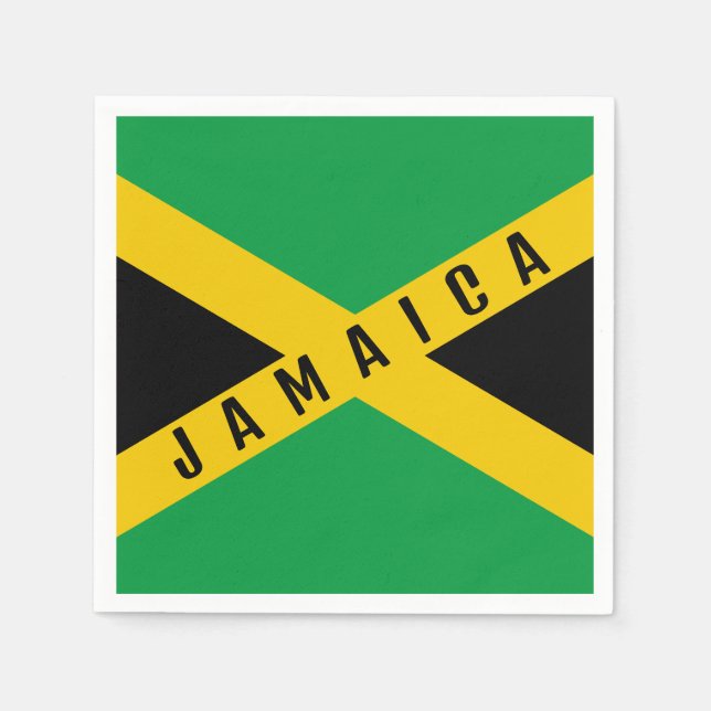 Jamaica Green Black & Gold Jamaican Flag  Napkins (Front)