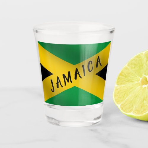 Jamaica Green Black  Gold Jamaican Flag  Shot Glass