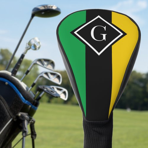 Jamaica Green Black  Gold Jamaican Initial Golf Head Cover