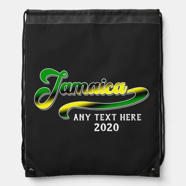 Jamaica Green Black Yellow Cruise Group Matching Drawstring Bag (Front)