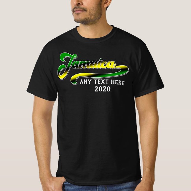 Jamaica Green Black Yellow Text Cruise Travel T-Shirt (Front)