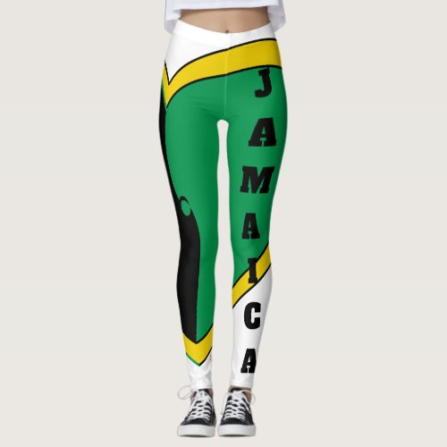 Jamaica Green Gold  Black Flag Leggings