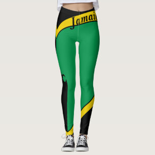 Jamaica Green, Gold & Black Flag Leggings