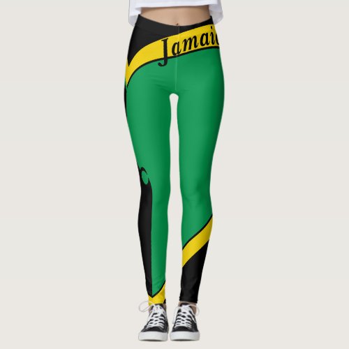 Jamaica Green Gold  Black Flag Leggings