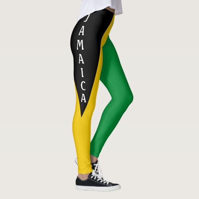 Jamaica Green Gold & Black Jamaican Flag  Leggings (Right)