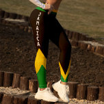 Jamaica Green Gold &amp; Black Jamaican Flag  Leggings at Zazzle